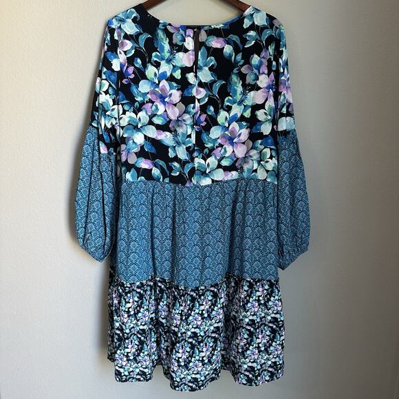 Women's Soft Surroundings Dress Midnight Bloom Floral Crinkle Gauze Size XL - Picture 5 of 9